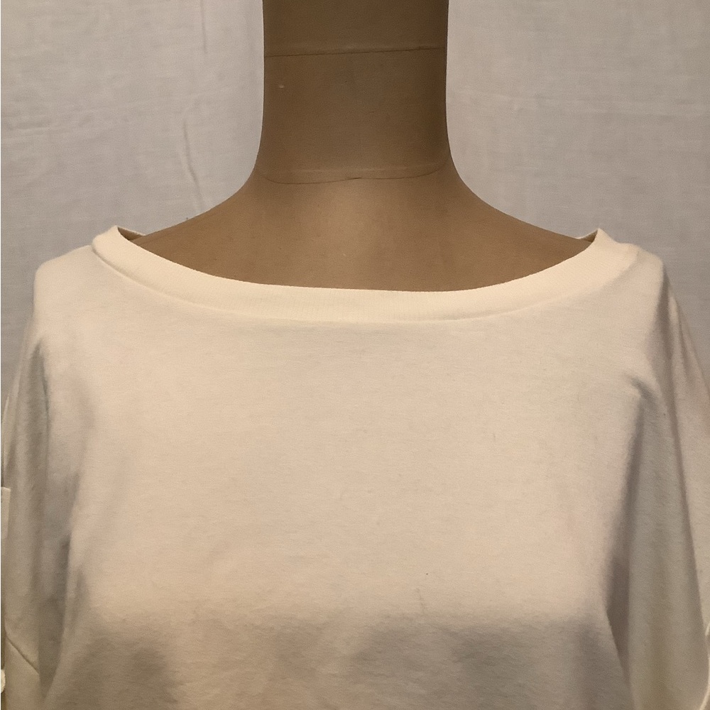 a.n.a Cream Boxy Coquette Ruffled 3/4 Sleeve Blouse - Picture 4 of 5